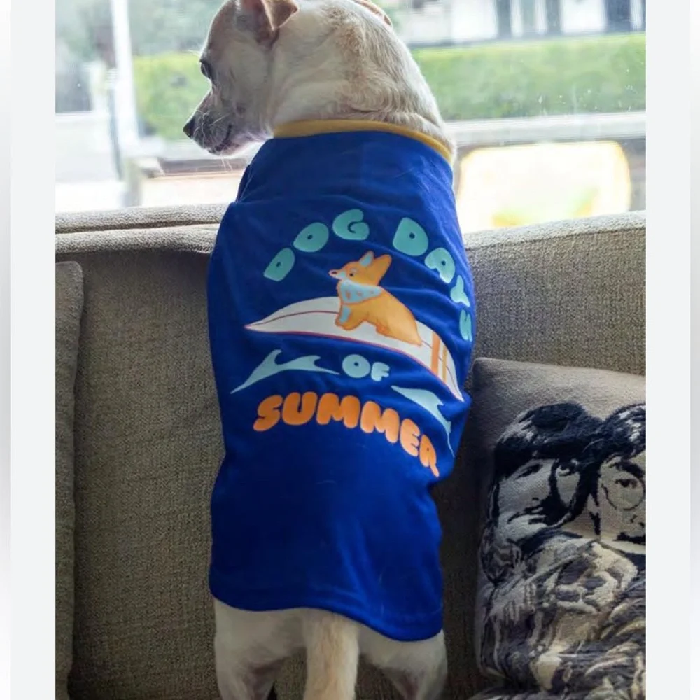 Top Paw Dog Days Summer corgi surfboard Dog Tee M